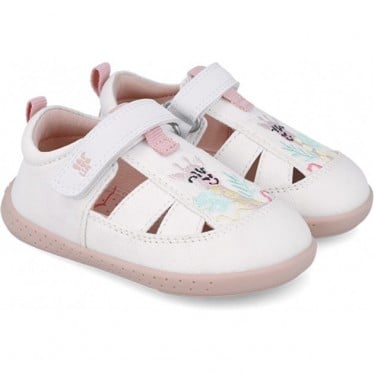 Sandalias respetuosas para chica Garvalin 252346 Lona Jirafa BLANCO_C050