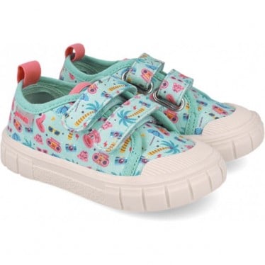 Deportiva respetuosa para chica 252383 Lona Estampado TURQUESA_A539