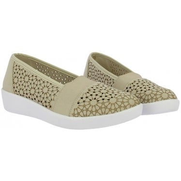 Mocasines para mujer Doctor Cutillas 38474 Troquelado Flores PLATINO