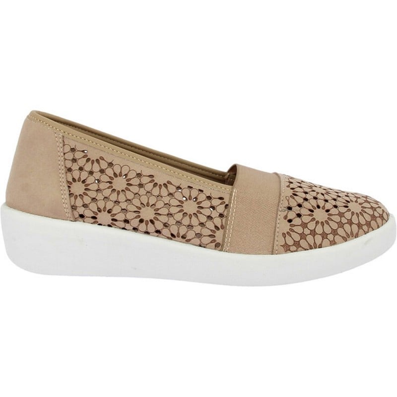 Mocasines para mujer Doctor Cutillas 38474 Troquelado Flores NUDE