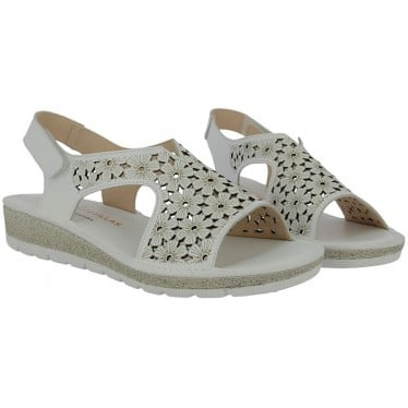 Sandalias para mujer Doctor Cutillas 35334 Picado Floral BLANCO