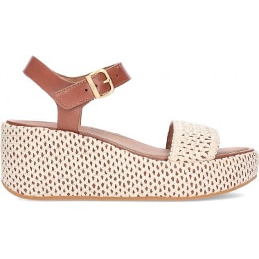 Sandalias con cuña FITFLOP Plattforms Woven Wedge JG1 TAN_IVORY