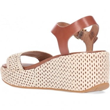 Sandalias con cuña FITFLOP Plattforms Woven Wedge JG1 TAN_IVORY