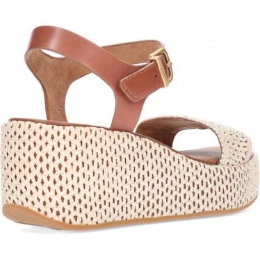Sandalias con cuña FITFLOP Plattforms Woven Wedge JG1 TAN_IVORY