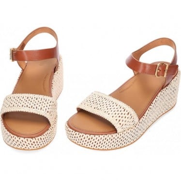 Sandalias con cuña FITFLOP Plattforms Woven Wedge JG1 TAN_IVORY