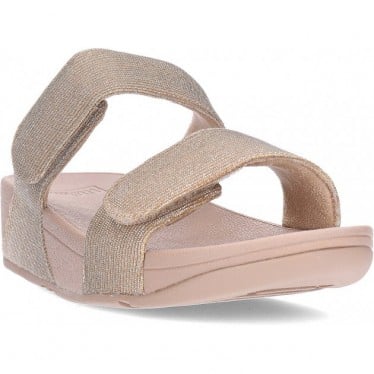 Sandalias FitFlop FZ9 Lulu Adjustable Shimmerlux Slides LATTE_BEIGE