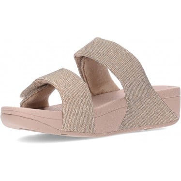 Sandalias FitFlop FZ9 Lulu Adjustable Shimmerlux Slides LATTE_BEIGE