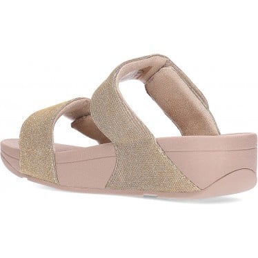 Sandalias FitFlop FZ9 Lulu Adjustable Shimmerlux Slides LATTE_BEIGE