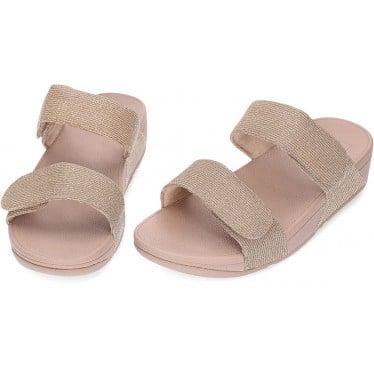 Sandalias FitFlop FZ9 Lulu Adjustable Shimmerlux Slides LATTE_BEIGE