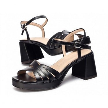 Sandalias con tacón WONDERS Danna G-6810 NEGRO