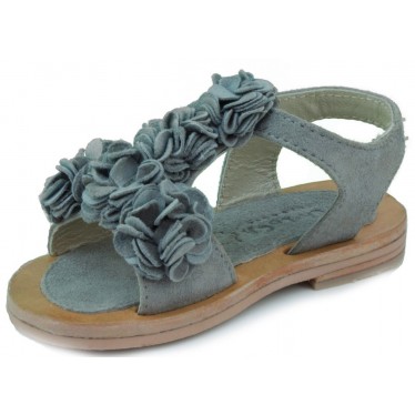 OCA LOCA SANDALIA BEBE PIEL FLORES  GRIS